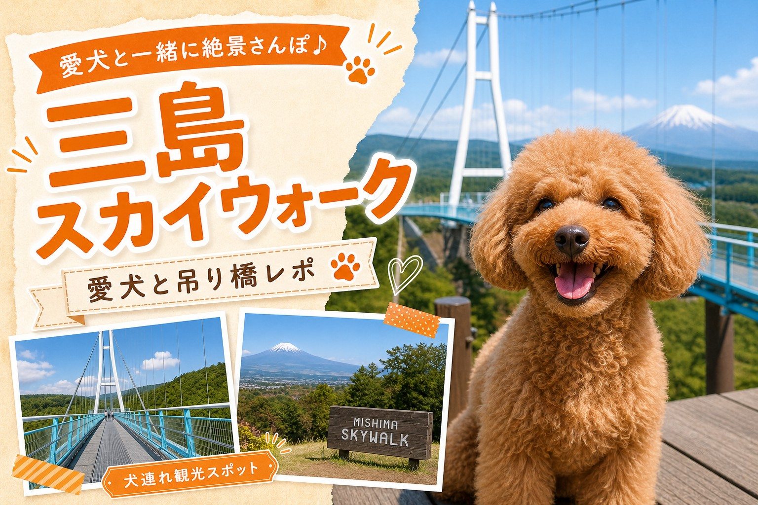 三島スカイウォークで過ごすトイプードルの愛犬
